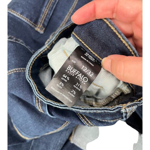 Buffalo David Bitton Jess blue denim jeans Rip & Repair Skinny Mid Rise size 12 - Picture 4 of 6